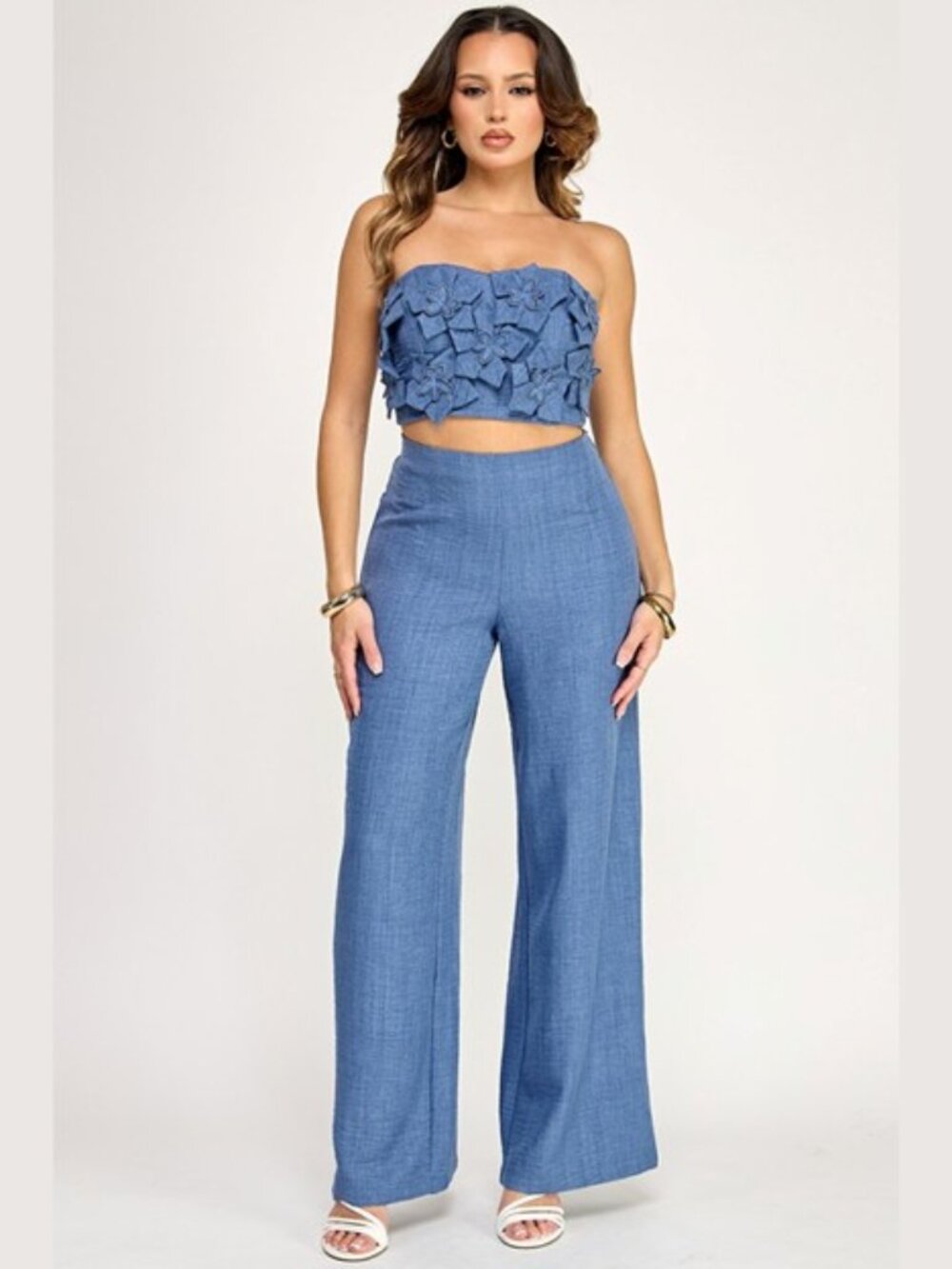 Denim Bloom Two-Piece Set Blue